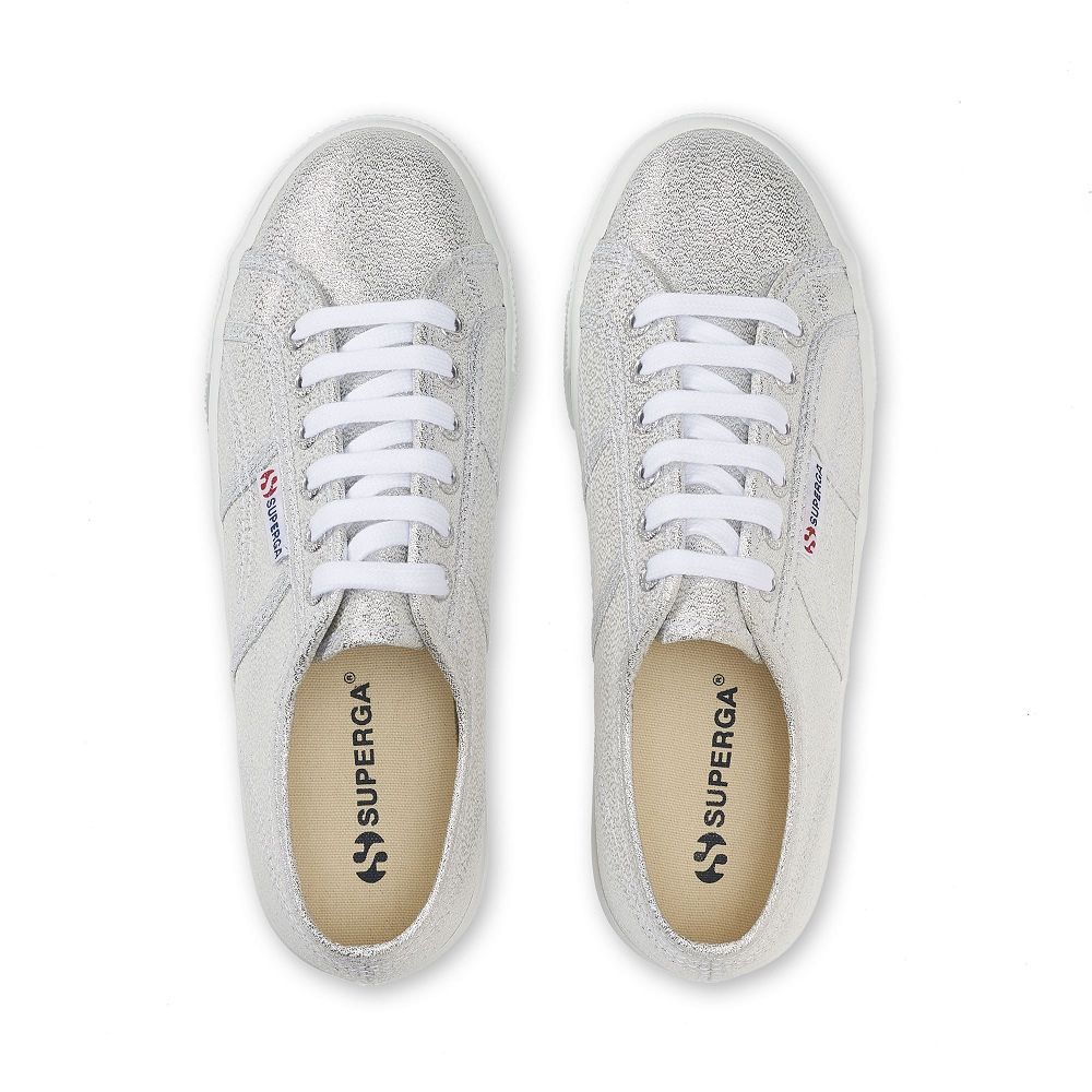 Superga 2790 Lame Grey Platform Sneakers - Women's Sneakers USA | US7150862